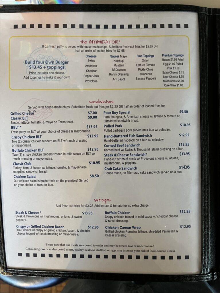 Tjs Pit Stop Menu 2