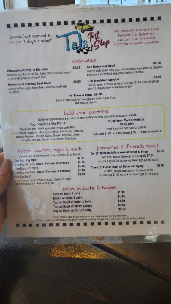 Tjs Pit Stop Menu 7