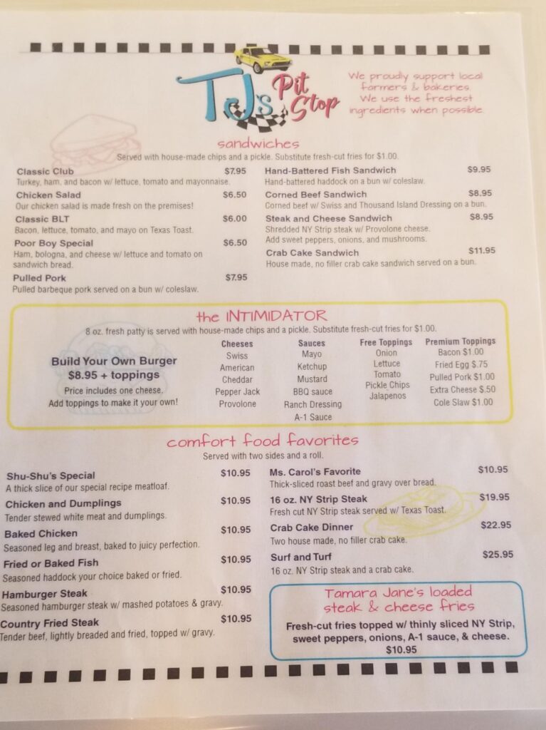 Tjs Pit Stop Menu 8